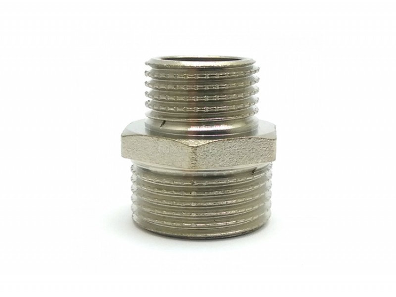 Ниппель латунный никель 1 1/2"х1 1/4" Ниппель латунный никель 1 1/2"х1 1/4"