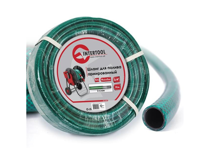 Шланг для полива 3-х слойный 3/4", 10 м, армированный PVC INTERTOOL GE-4041