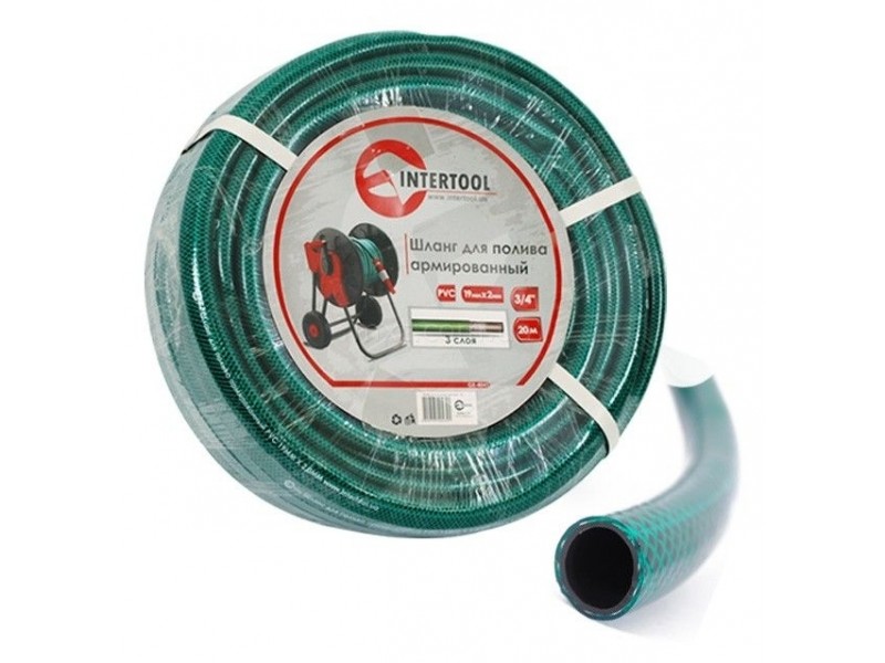 Шланг для полива 3-х слойный 3/4", 20 м, армированный PVC INTERTOOL GE-4043