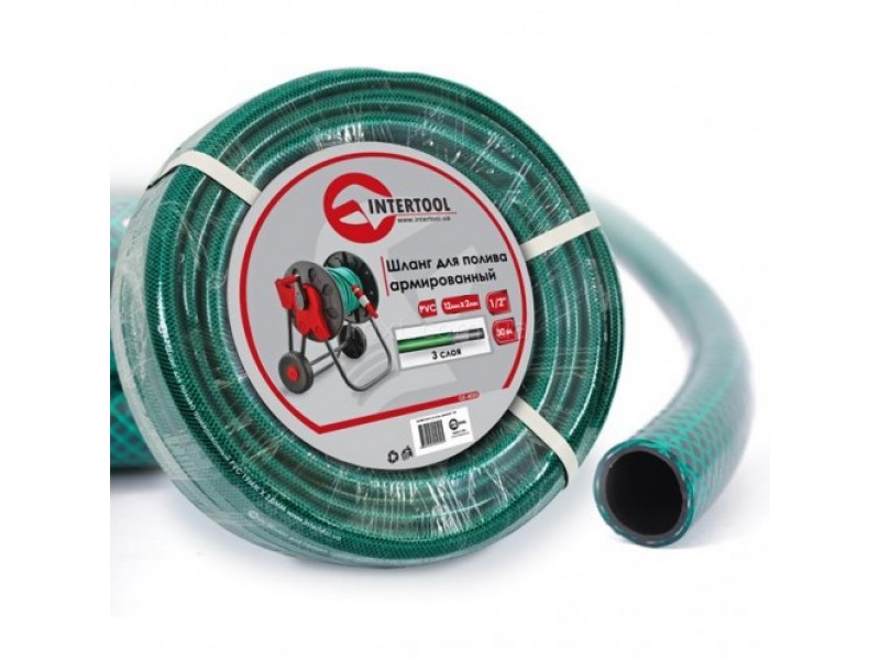 Шланг для полива 3-х слойный 3/4", 30 м, армированный PVC INTERTOOL GE-4045
