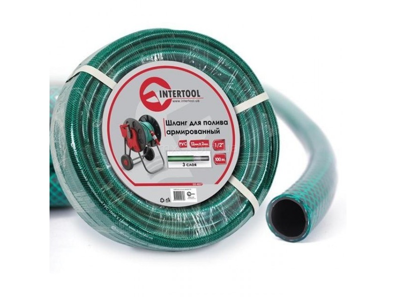 Шланг для полива 3-х слойный 3/4", 100 м, армированный PVC INTERTOOL GE-4047