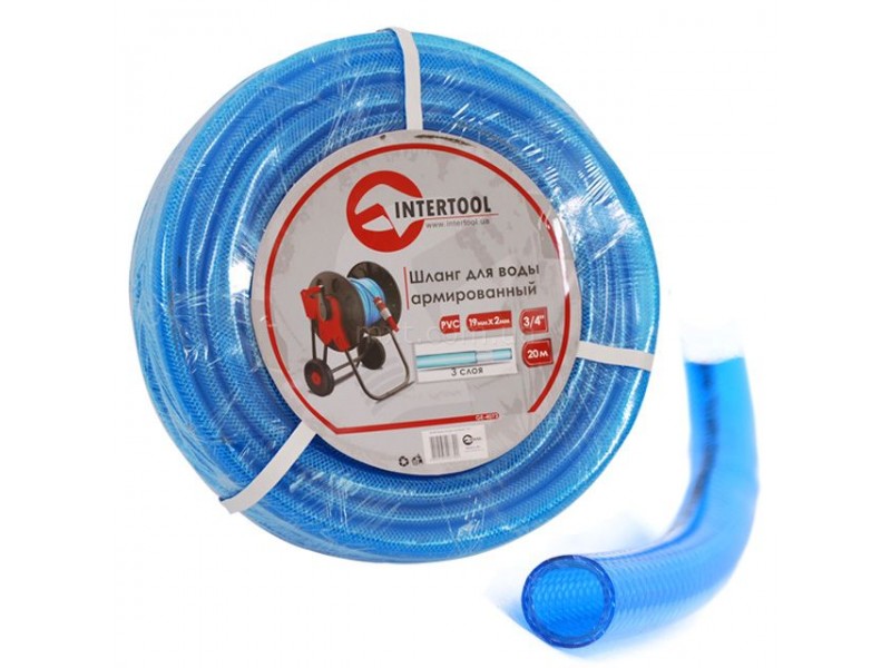 Шланг для полива 3-х слойный 3/4", 20 м, армированный, синий INTERTOOL GE-4073