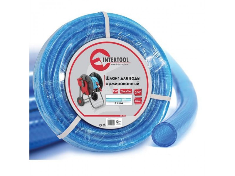 Шланг для полива 3-х слойный 3/4", 30 м, армированный, синий INTERTOOL GE-4075