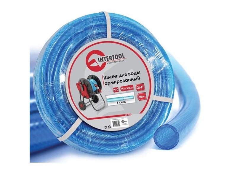 Шланг для полива 3-х слойный 3/4", 50 м, армированный, синий INTERTOOL GE-4076