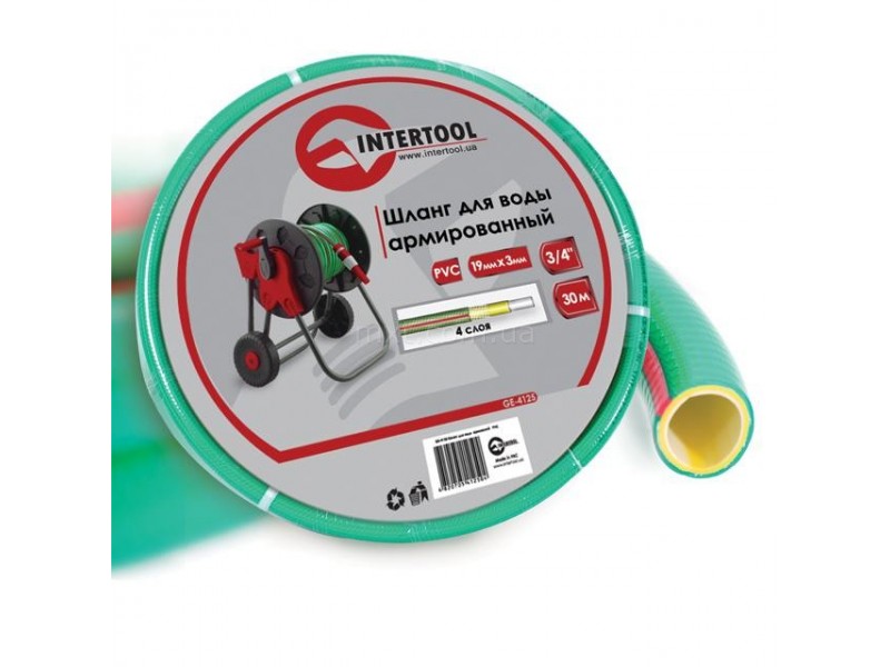 Шланг для полива 4-х слойный 3/4", 20 м, армированный PVC INTERTOOL GE-4123