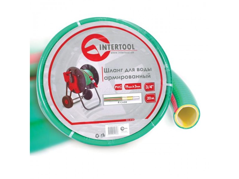 Шланг для воды 4-х слойный 3/4", 30 м, армированный, PVC INTERTOOL GE-4125
