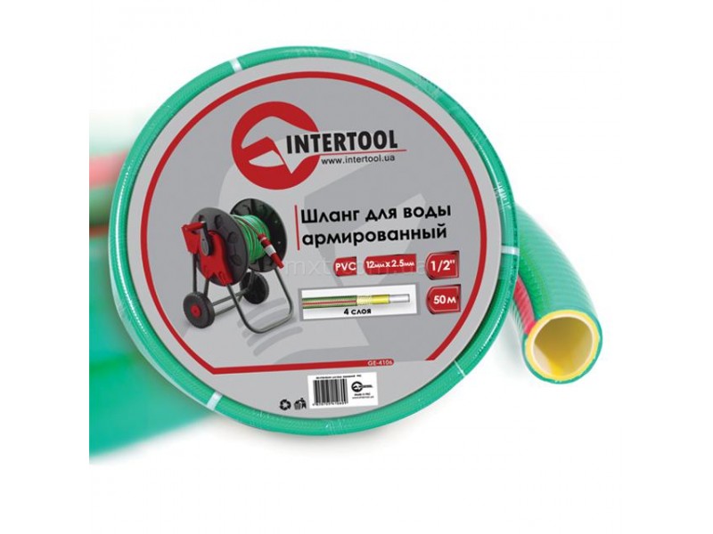 Шланг для воды 4-х слойный 3/4", 50 м, армированный, PVC INTERTOOL GE-4126